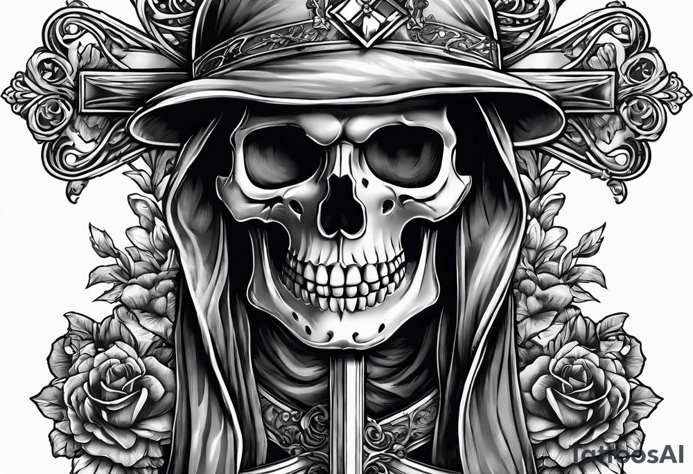 skeleton carrying a cross tattoo idea