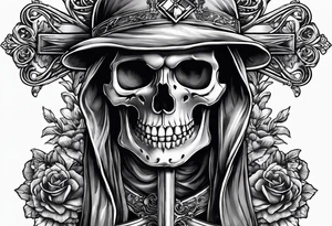 skeleton carrying a cross tattoo idea