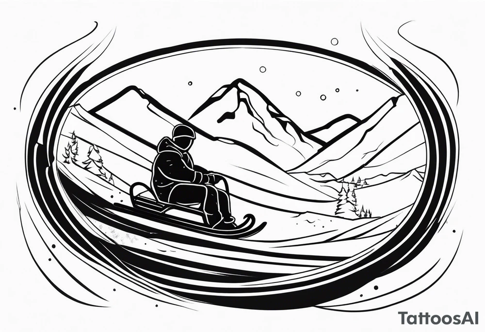 snow sledding tattoo idea