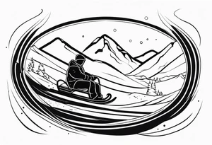 snow sledding tattoo idea