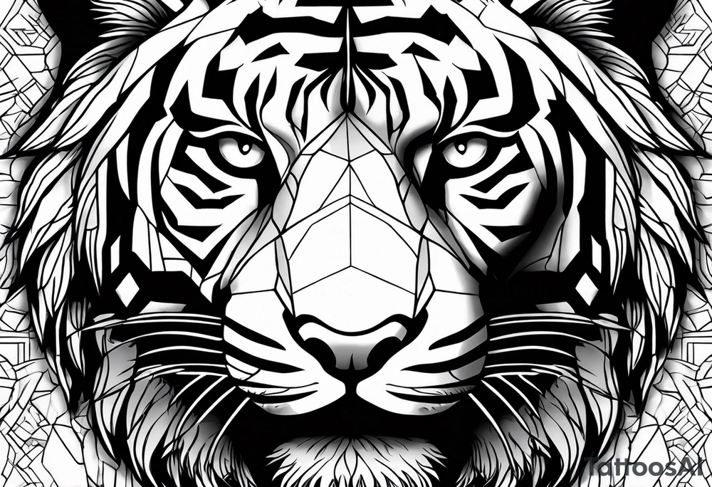 tiger and a hawk eye face together tattoo idea