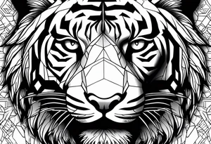 tiger and a hawk eye face together tattoo idea
