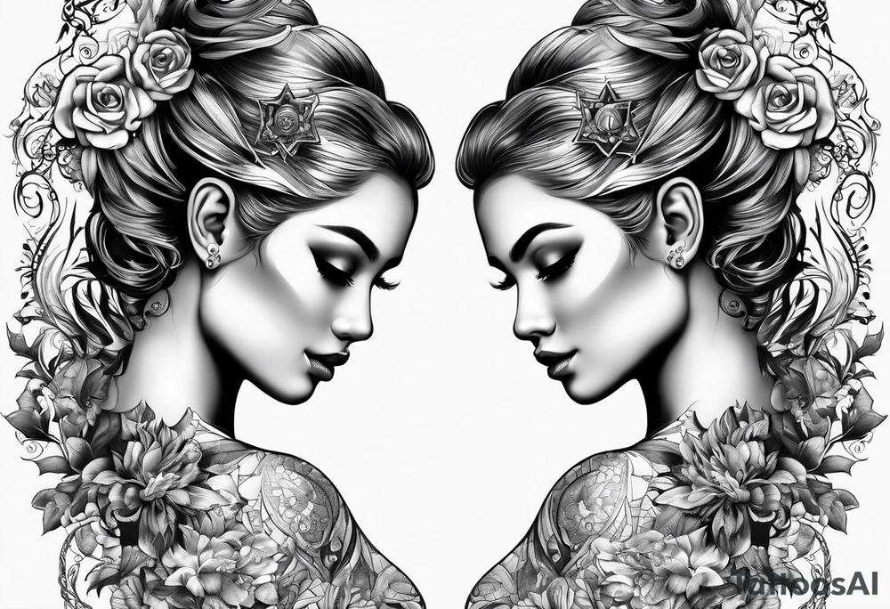 Matching twin tattoos for brother and sister Gemini twins tattoo idea