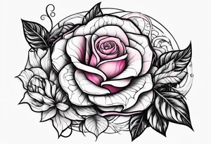 fleurs rose avec un serpents agressif tattoo idea