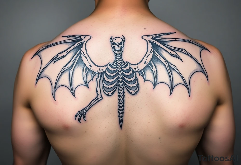 powerful majestic medieval dragon skeleton with Wings tattoo idea powerful majestic medieval dragon skeleton with Wings tattoo idea