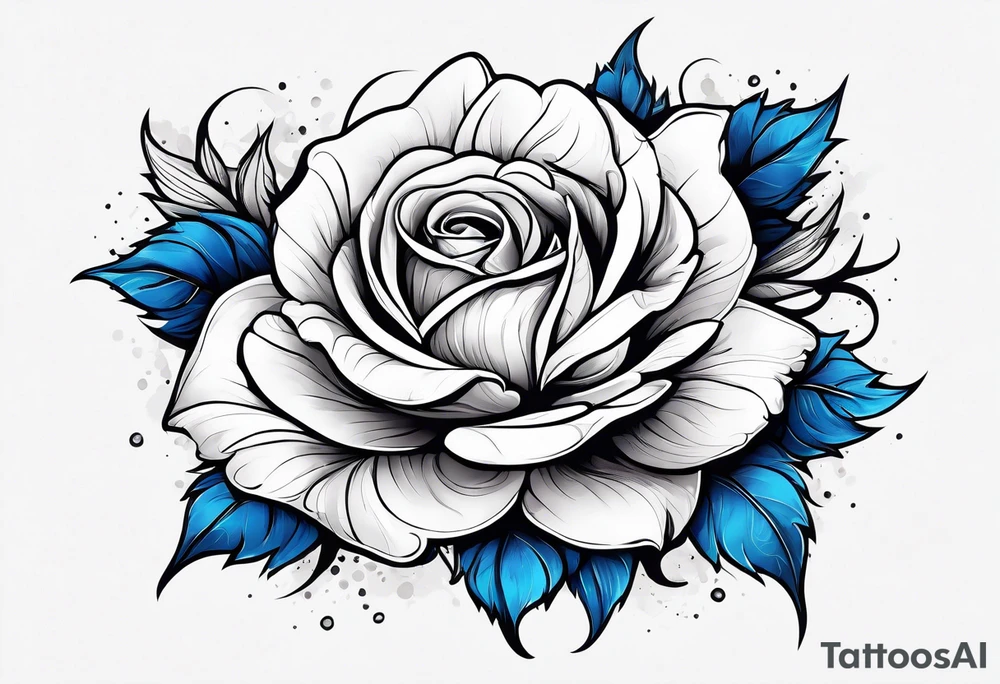 flower rose and blue, sunflower, tattoo idea