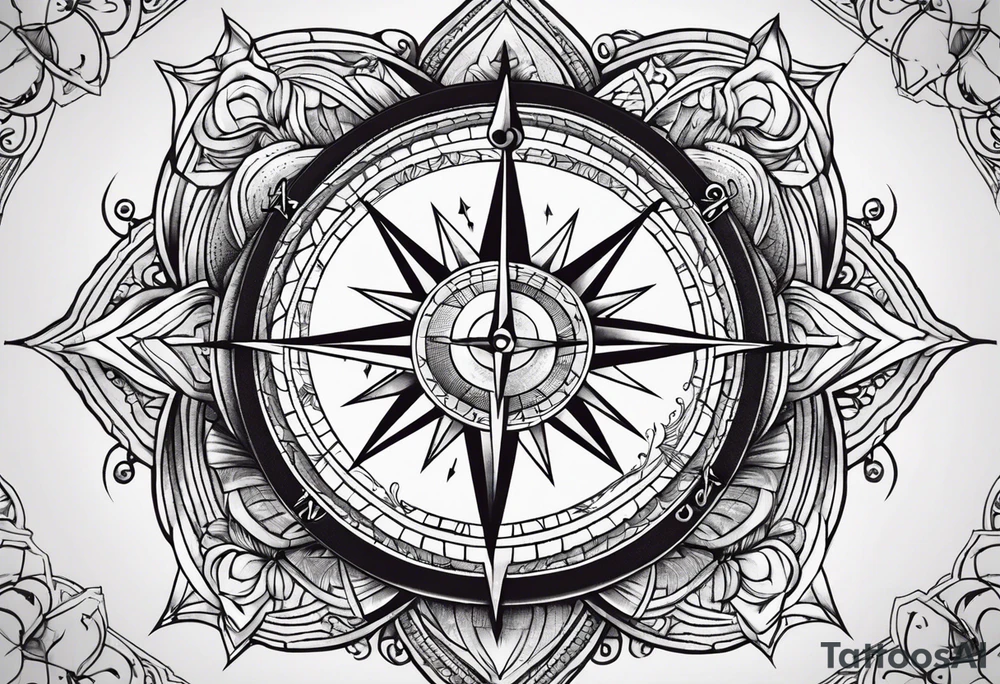 Heart compass tattoo idea