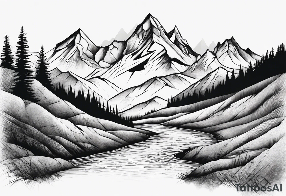 Mountains, concept tattoo idea