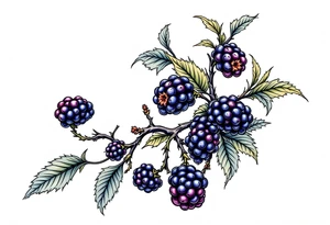 American traditional style Blackberry branch to wrap around an arm tattoo idea