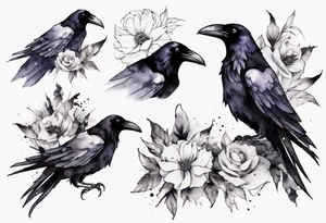 raven with a white corsage tattoo idea