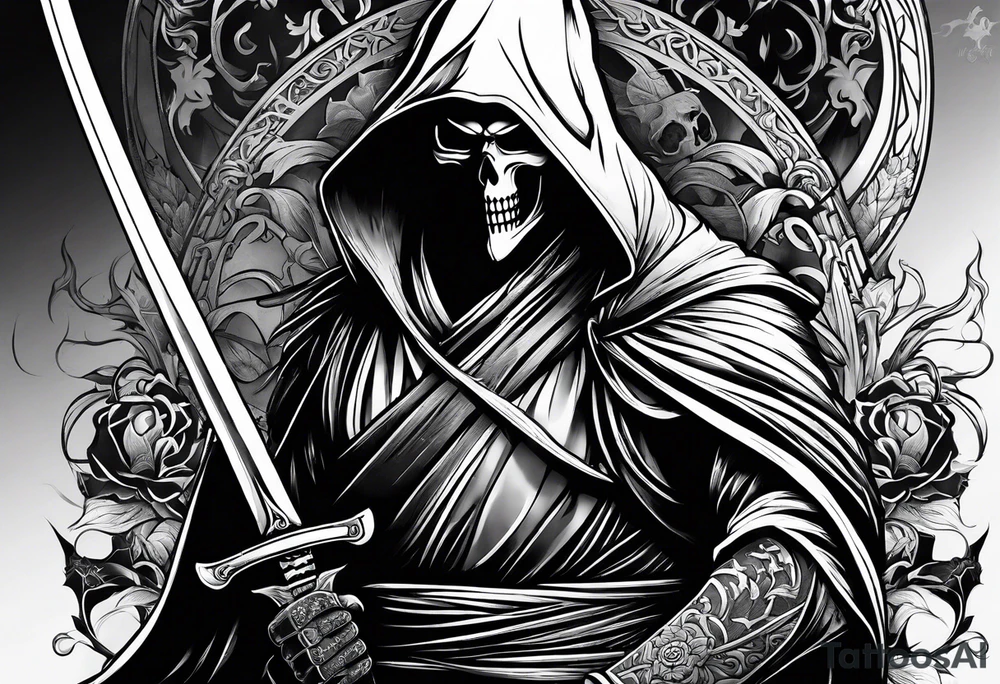 Katana and grim reaper tattoo idea