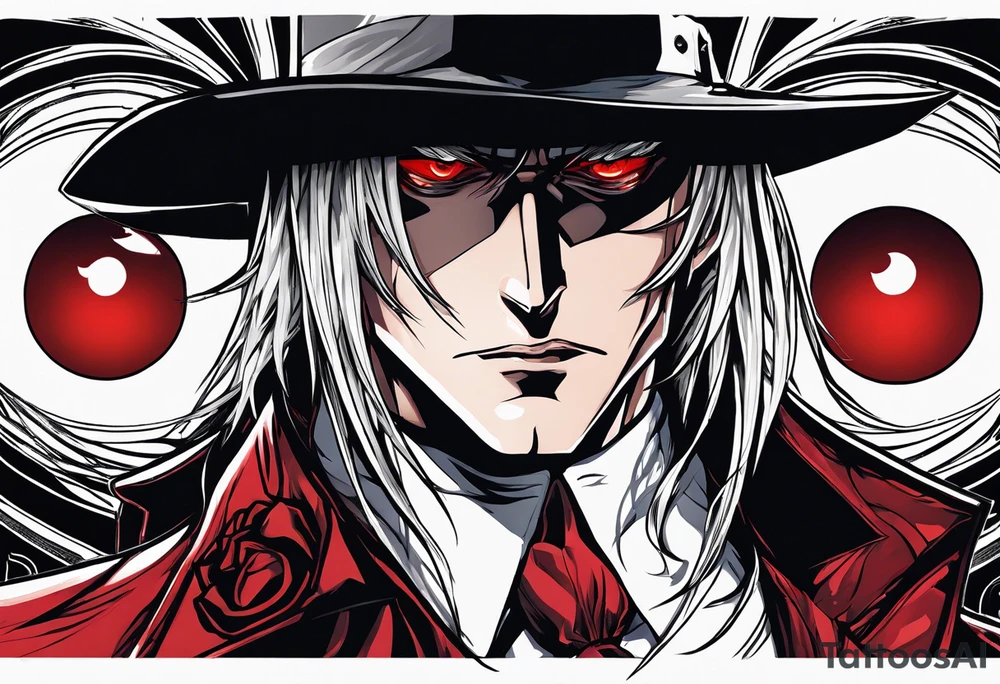 Bleeding tears flow from Alucard's eye in Hellsing tattoo tattoo idea