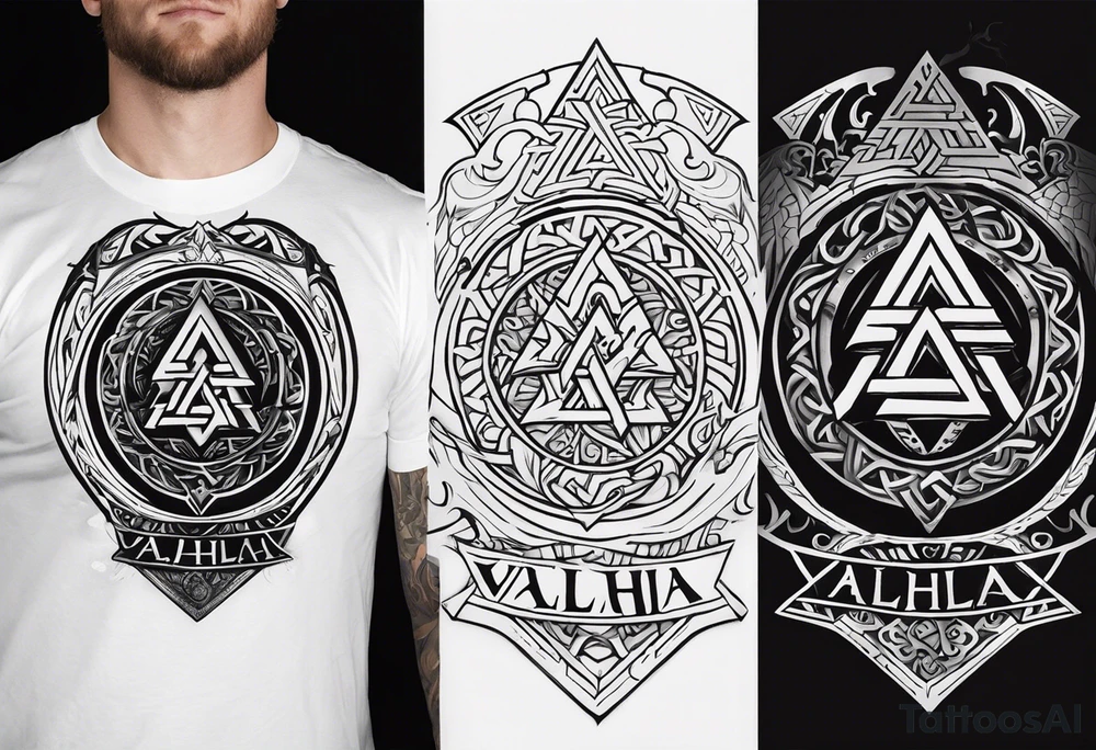 Valhalla sword shield dragon axe Valknut helm of awe tattoo idea Valhalla sword shield dragon axe Valknut helm of awe tattoo idea