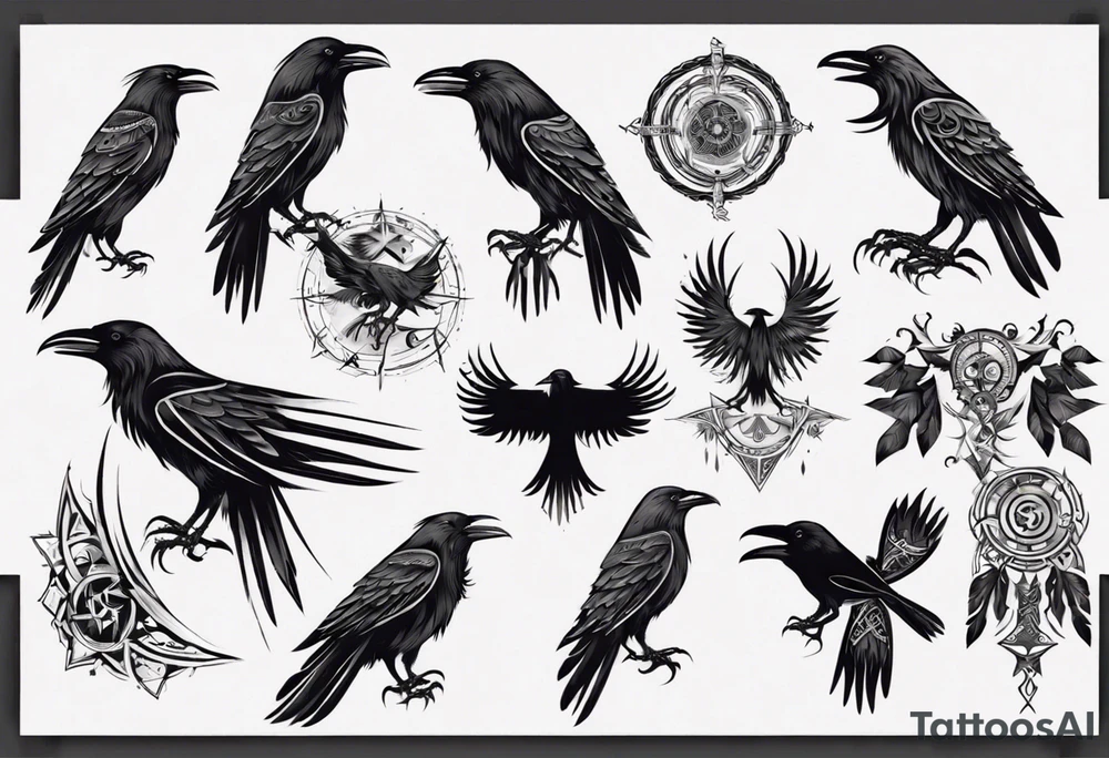 nordic style raven tattoo idea