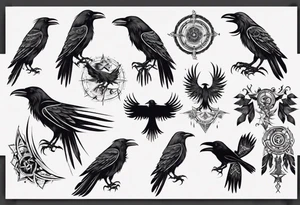 nordic style raven tattoo idea