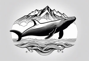 humpback whale in front of  a drawing of the Rocky mountains tattoo idea