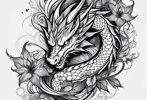 Dragon flower tattoo idea