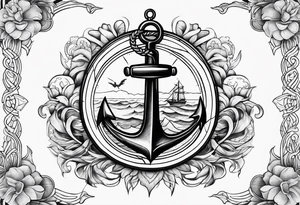 Anchor and compass and waves tattoo idea