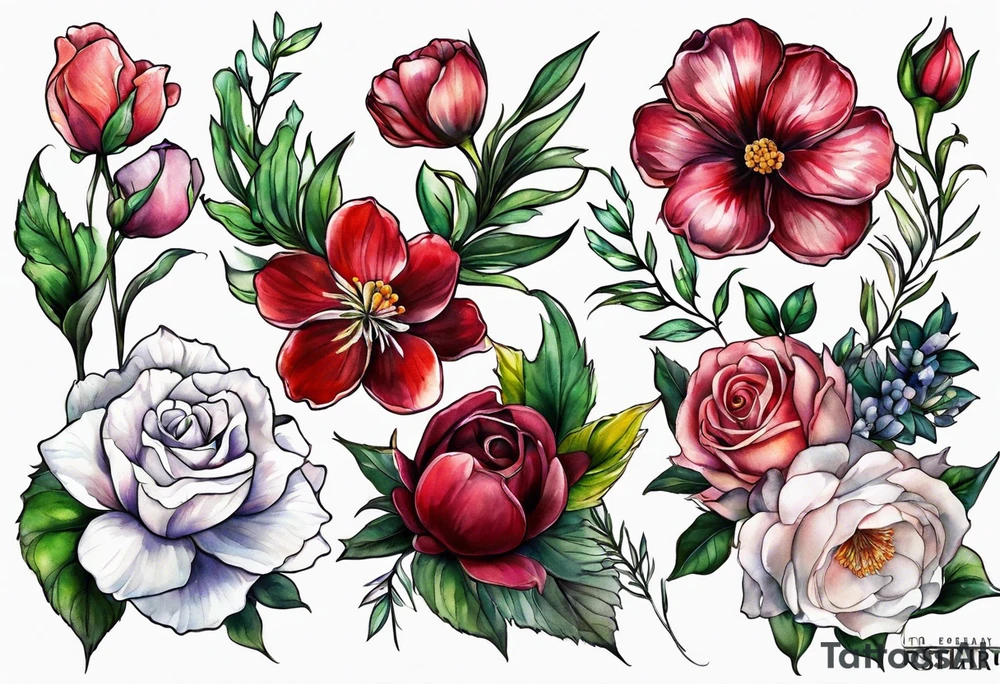 Birth flower February, march, September and December tattoo idea