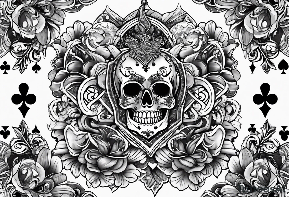 Forearm sleeve tattoo with playing cards and hearts tattoo idea