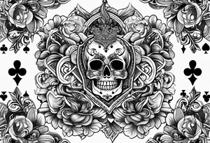 Forearm sleeve tattoo with playing cards and hearts tattoo idea