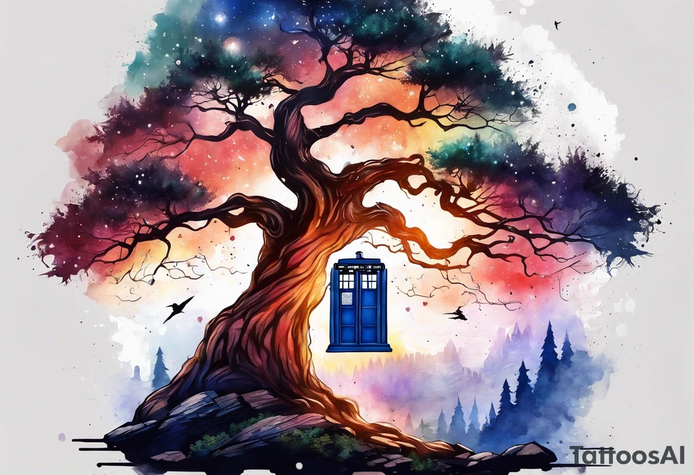 Tree with Star wars and a tardis tattoo idea
