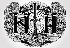 Valhalla sword axe shield tattoo idea