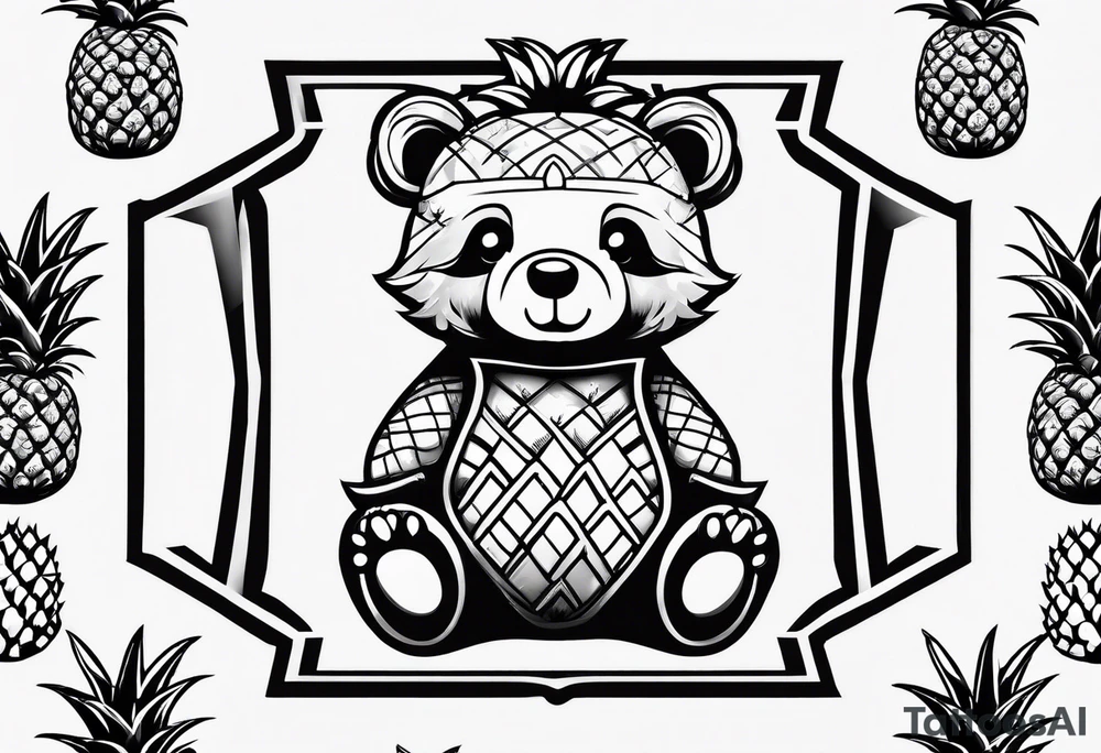 Cute pineapple bear tattoo idea