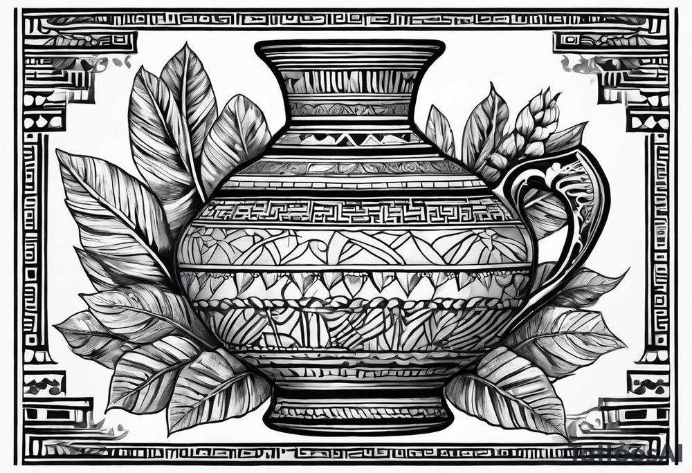 Egyptian pottery with leafy greens coming out of it tattoo idea