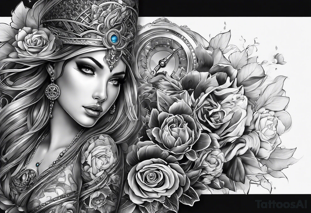 full sleeve mechanical tattoo idea