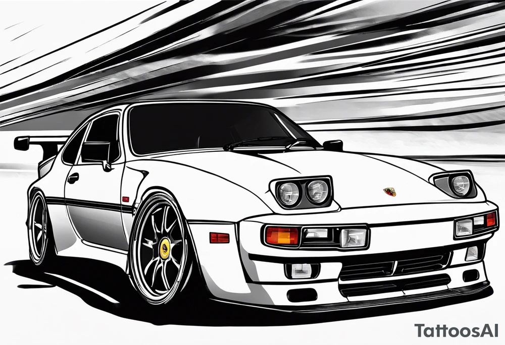 a porsche 944 racecar drifting tattoo idea