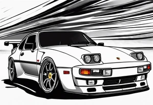 a porsche 944 racecar drifting tattoo idea