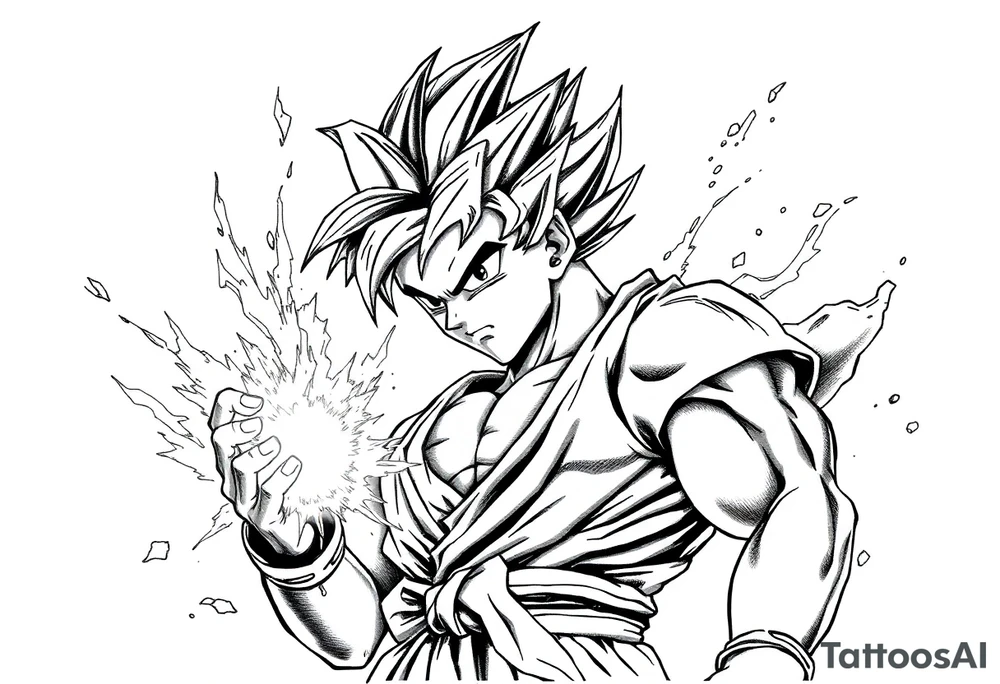 legendary dragonball z scene with energy aura and power effects tattoo idea