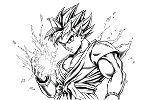 legendary dragonball z scene with energy aura and power effects tattoo idea