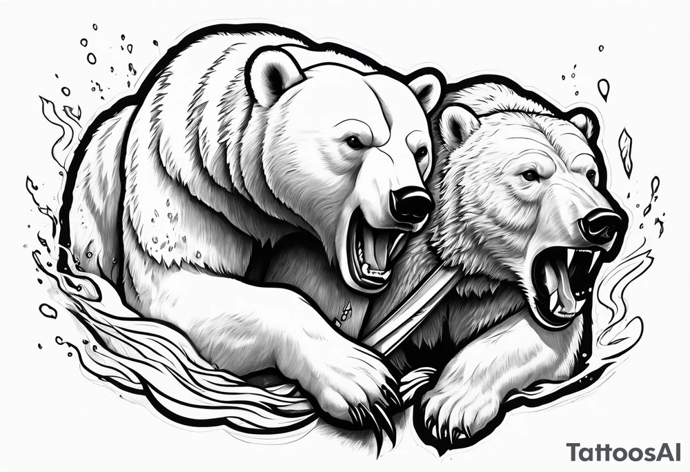 Polar bear fighting against a spartan tattoo idea
