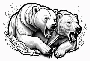 Polar bear fighting against a spartan tattoo idea