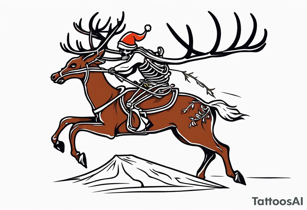 death riding on a reindeer skeleton tattoo idea