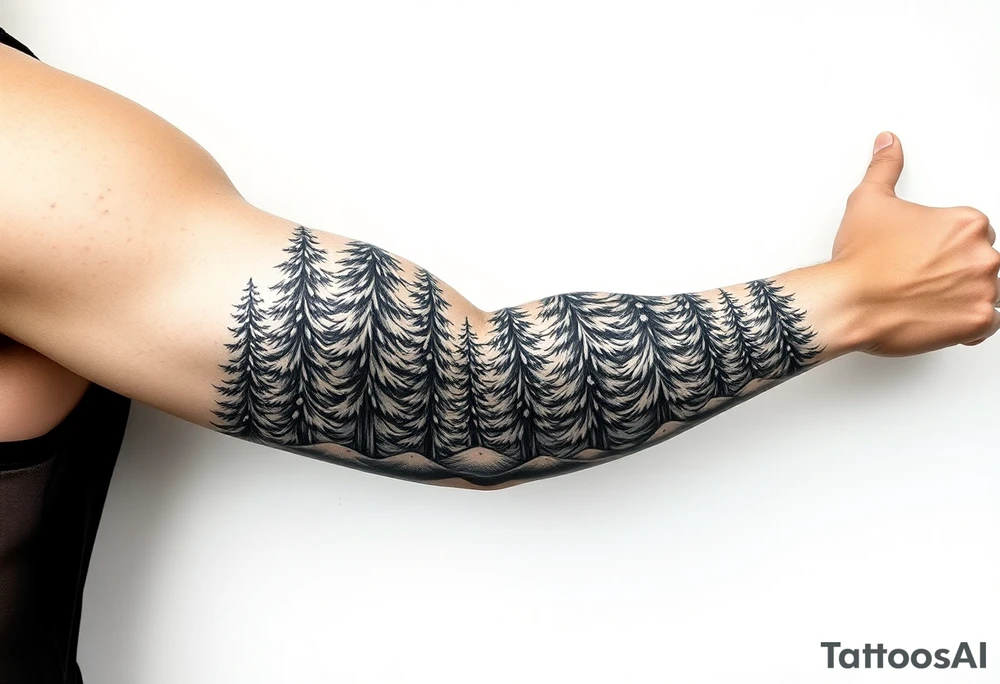 Coniferous forest forearm tattoo sleeve tattoo idea