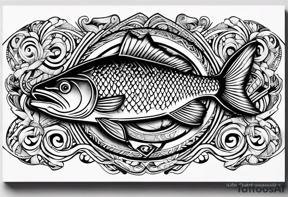 A infinity sign with a musky fish tattoo idea