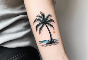 3cm X 4cm fineline tattoo in the armback. tall and thin palm tree tattoo idea