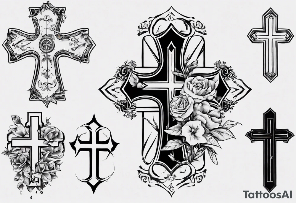 Cross with the number 4 tattoo idea
