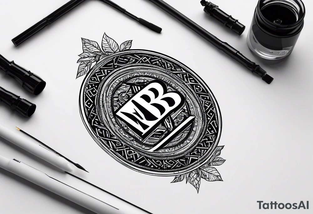 only the letters 'MRBG'.minimalist,  simple and not too fancy, just the clean and bold letters arranged in a stylish way. tattoo idea