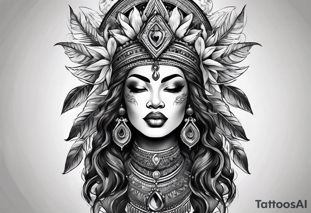 Black Goddess of sativa tattoo idea
