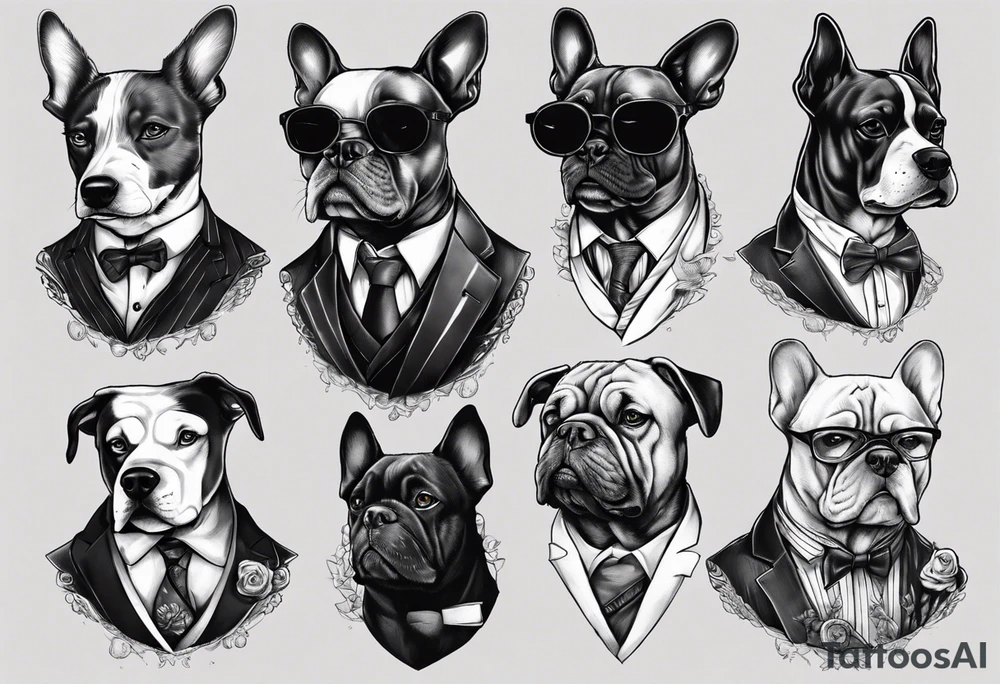 A dog in a double breasted suit tattoo idea