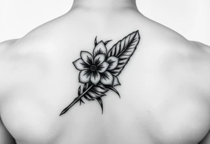 Feather with flower tattoo idea