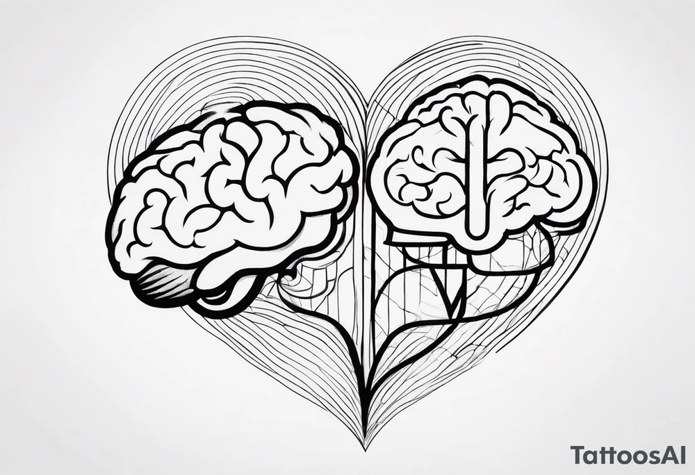 Picture of a heart and brain to represent oneself tattoo idea