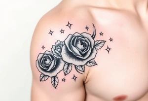 Name Eden roses and stars tattoo idea