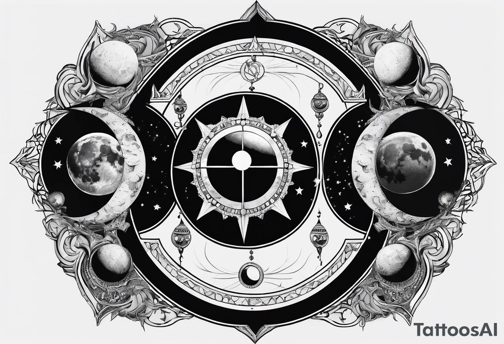 Three moon phases, Satan symbol, tattoo idea