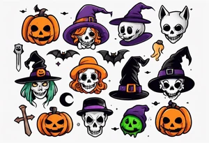 cute and spooky halloween tattoo idea