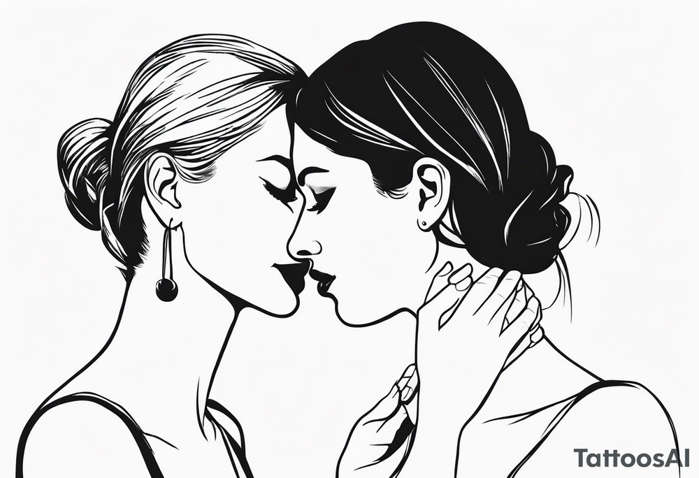 side profile of women holding hand on own throat throat tattoo idea